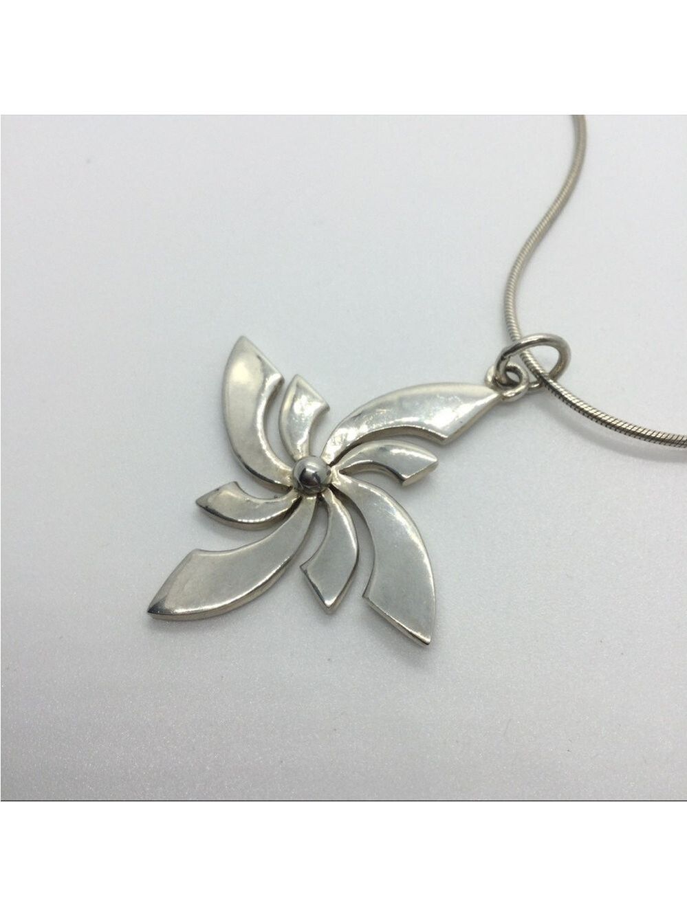 LARGE STERLING SILVER STAR PENDANT STATEMENT NECKLACE FF DESIGNER - Picture 4 of 6